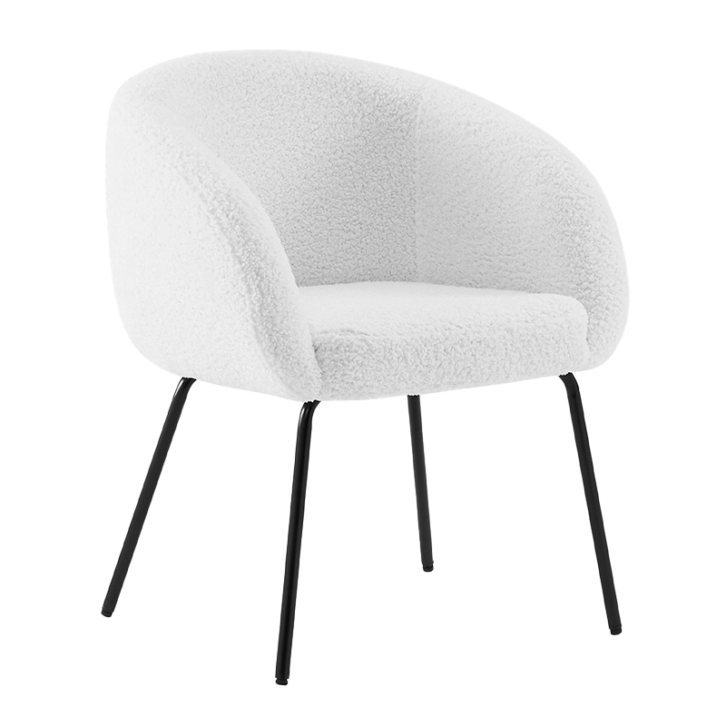 Fauteuil de tonneau à dossier bas en polaire Teddy blanc (Y-C06)