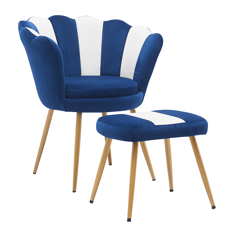 Chaises d'appoint de salon en velours bleu avec pouf (Y-C27)