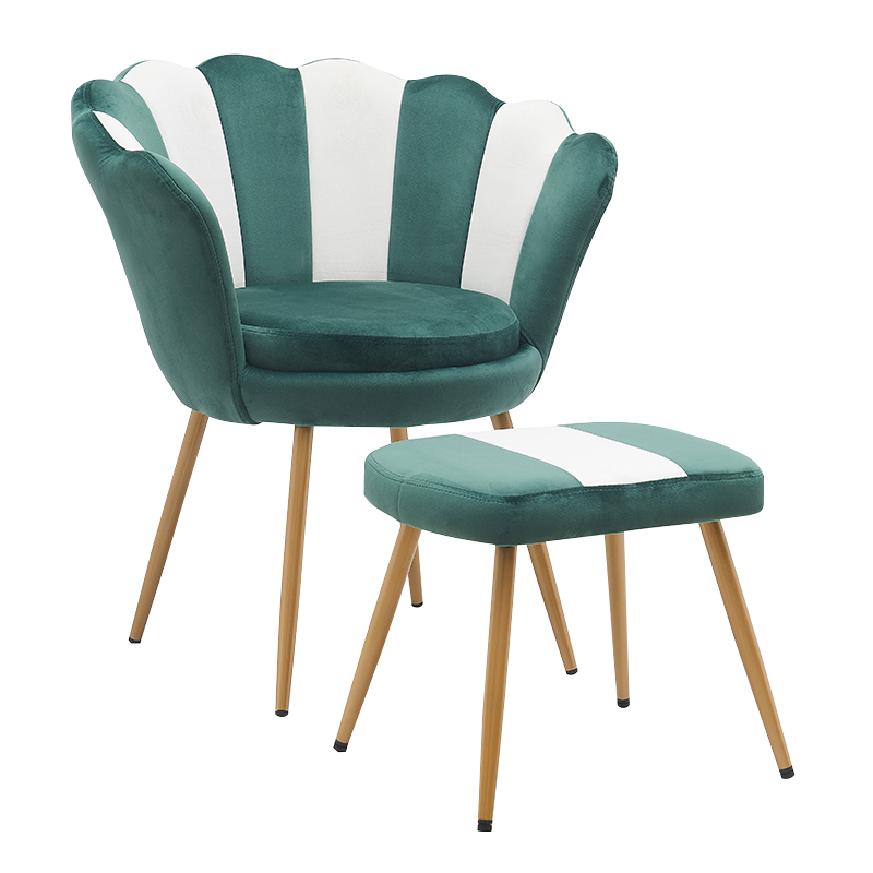 Chaises d'appoint de salon en velours vert avec pouf (Y-C27)