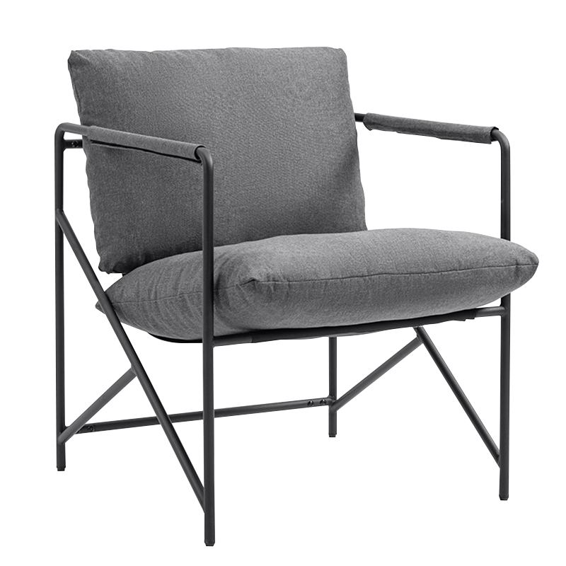 Chaise d'appoint de loisirs rembourrée à cadre en métal gris (Y-C37)