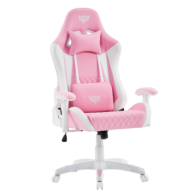 Chaise de jeu pivotante moderne rose avec accoudoirs 3D réglables (T-7122)