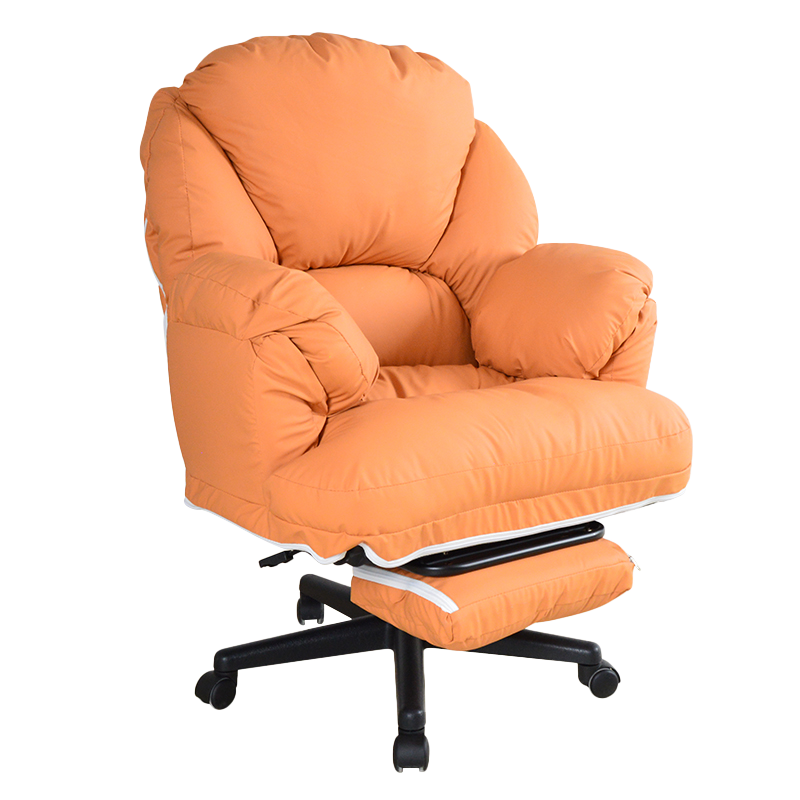 Accueil nordique confortable doux grand ordinateur en cuir PU inclinable chaise de bureau d'étude paresseux canapé chaise avec repose-pieds pour salon (GY-108)