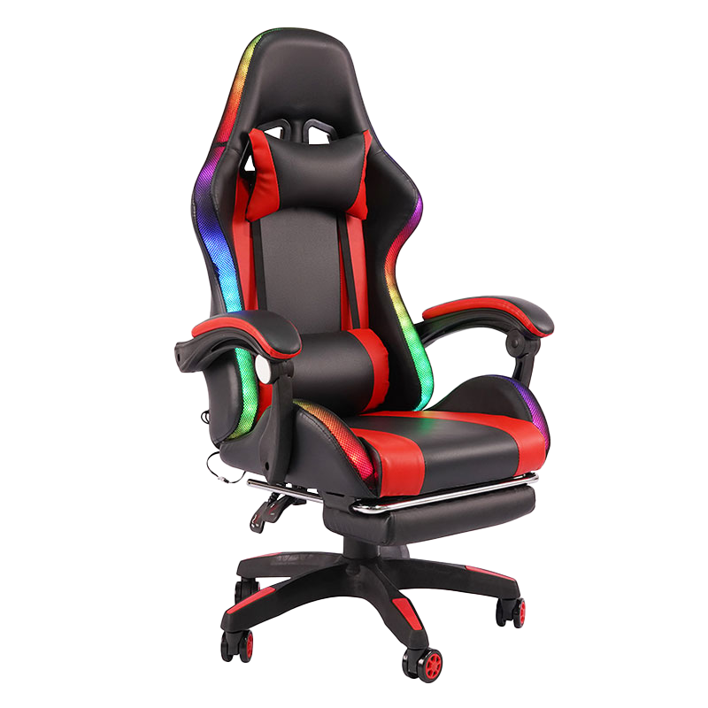 Rouge professionnel pivotant inclinable RGB Gamer accoudoir réglable Led chaise de jeu avec repose-pieds (Y-2442)