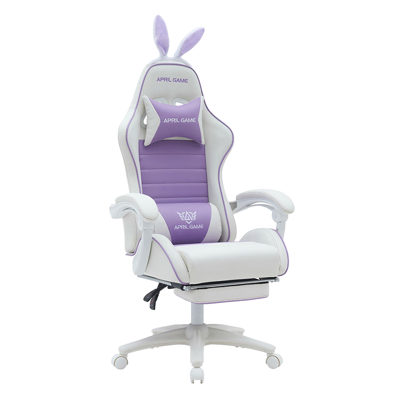 Cuir synthétique 360 pivotant PVC PU confortable inclinable mignon blanc violet fille chaise de jeu Silla Gamer pour la course (T-7114B)