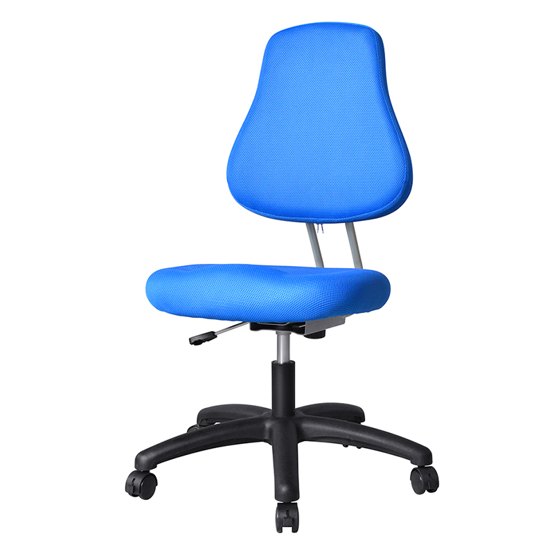 Chaise de travail sans accoudoirs en tissu bleu avec base en nylon (M-6122)