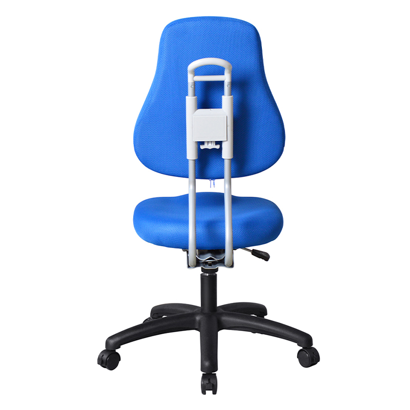 Chaise de travail sans accoudoirs en tissu bleu avec base en nylon (M-6122)
