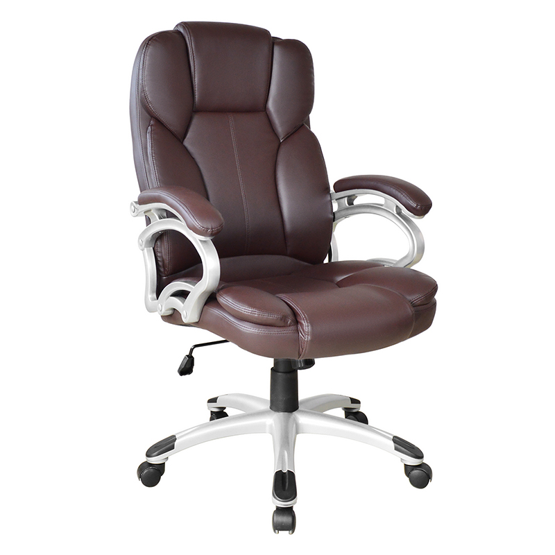 Siège de bureau exécutif avec accoudoir à coussin fixe à dossier haut marron (Y-2825)