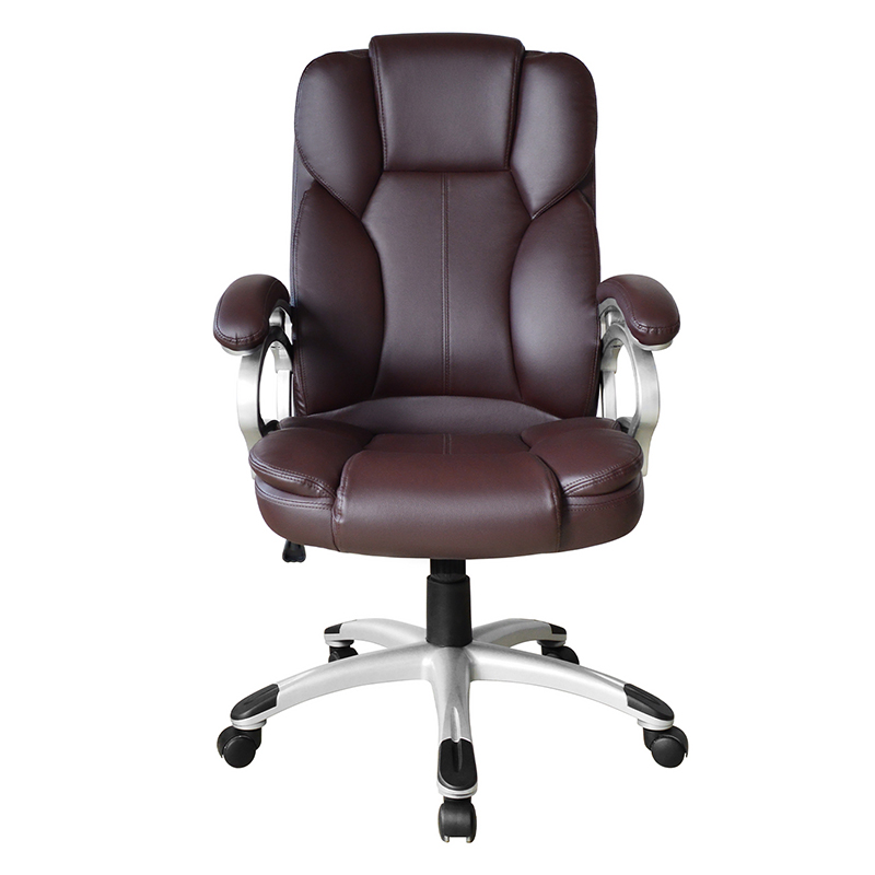 Siège de bureau exécutif avec accoudoir à coussin fixe à dossier haut marron (Y-2825)