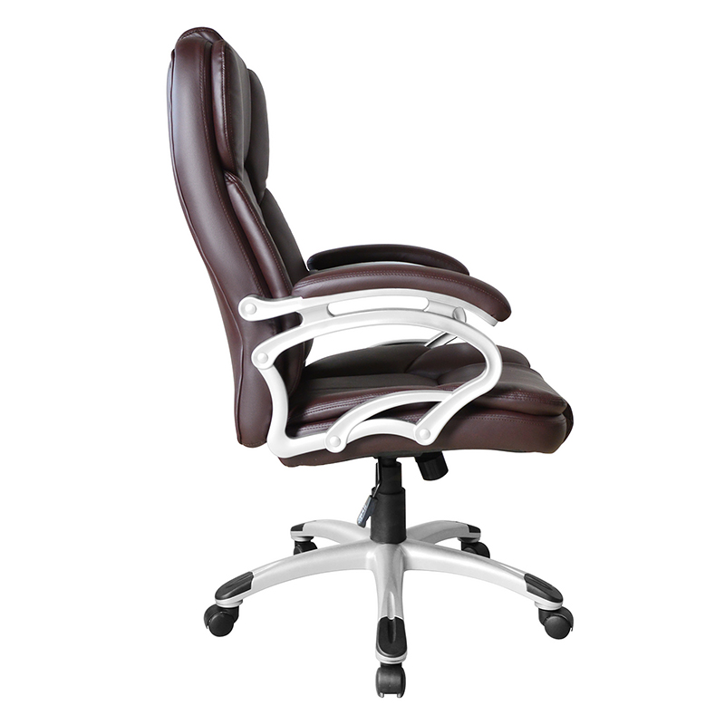 Siège de bureau exécutif avec accoudoir à coussin fixe à dossier haut marron (Y-2825)