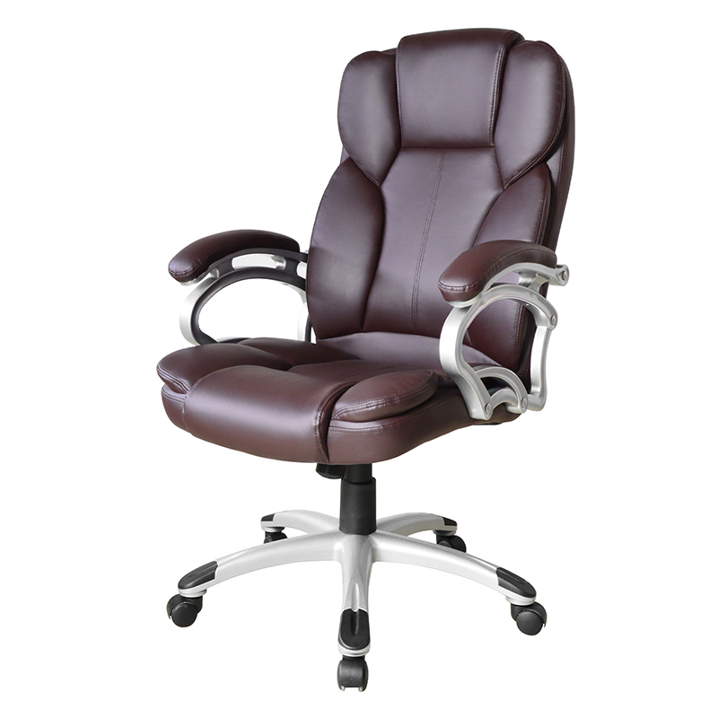 Siège de bureau exécutif avec accoudoir à coussin fixe à dossier haut marron (Y-2825)