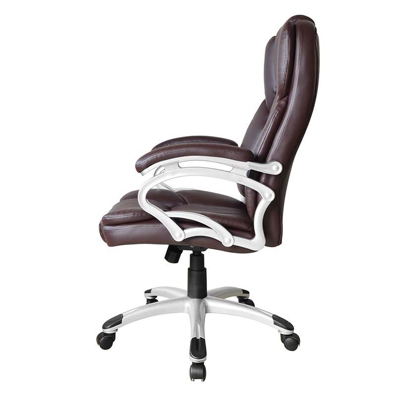 Siège de bureau exécutif avec accoudoir à coussin fixe à dossier haut marron (Y-2825)