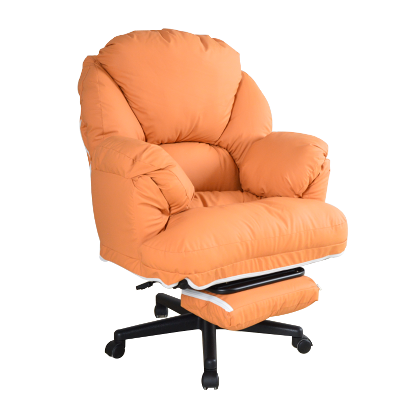 Accueil nordique confortable doux grand ordinateur en cuir PU inclinable chaise de bureau d'étude paresseux canapé chaise avec repose-pieds pour salon (GY-108)