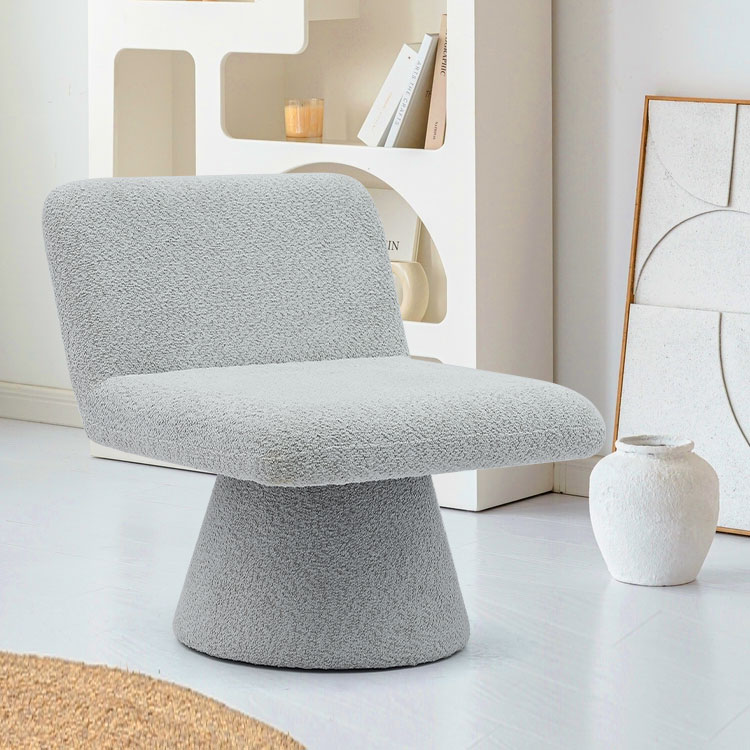 Chaise d'appoint pivotante rembourrée gris moderne, canapé simple en tissu pour salon (GY-642)