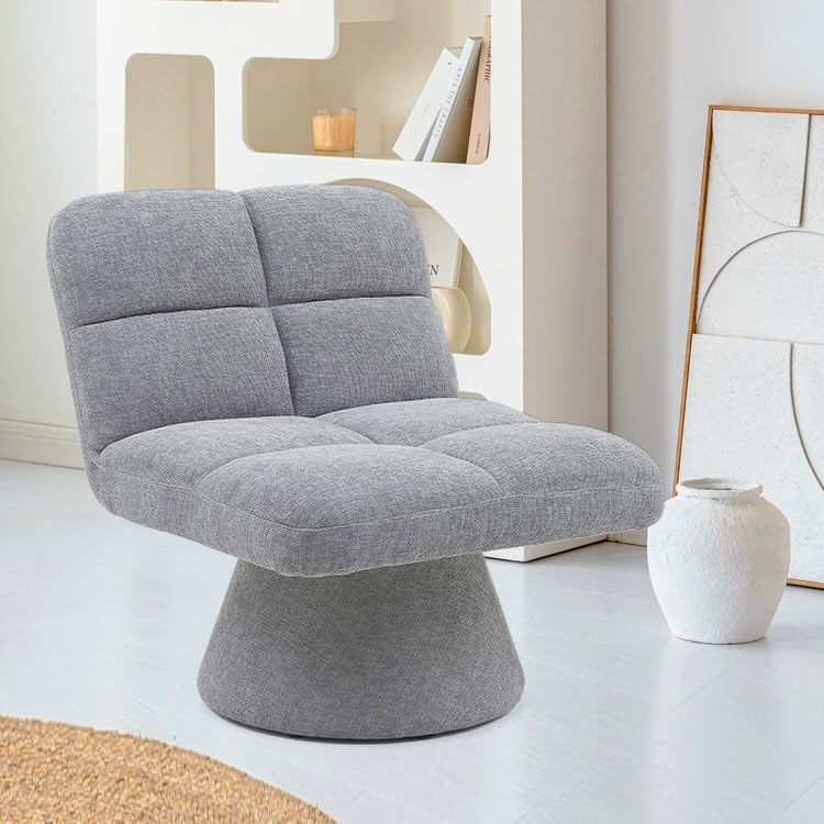Chaises de canapé pivotantes à coussin doux en tissu sans accoudoirs uniques nordiques contemporains pour la maison avec base rotative (GY-643)