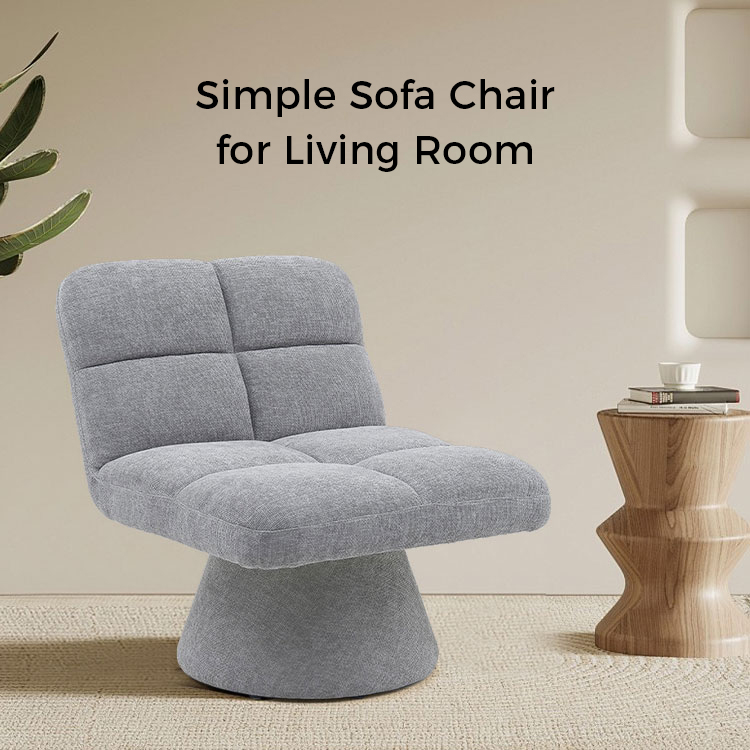 Chaises de canapé pivotantes à coussin doux en tissu sans accoudoirs uniques nordiques contemporains pour la maison avec base rotative (GY-643)
