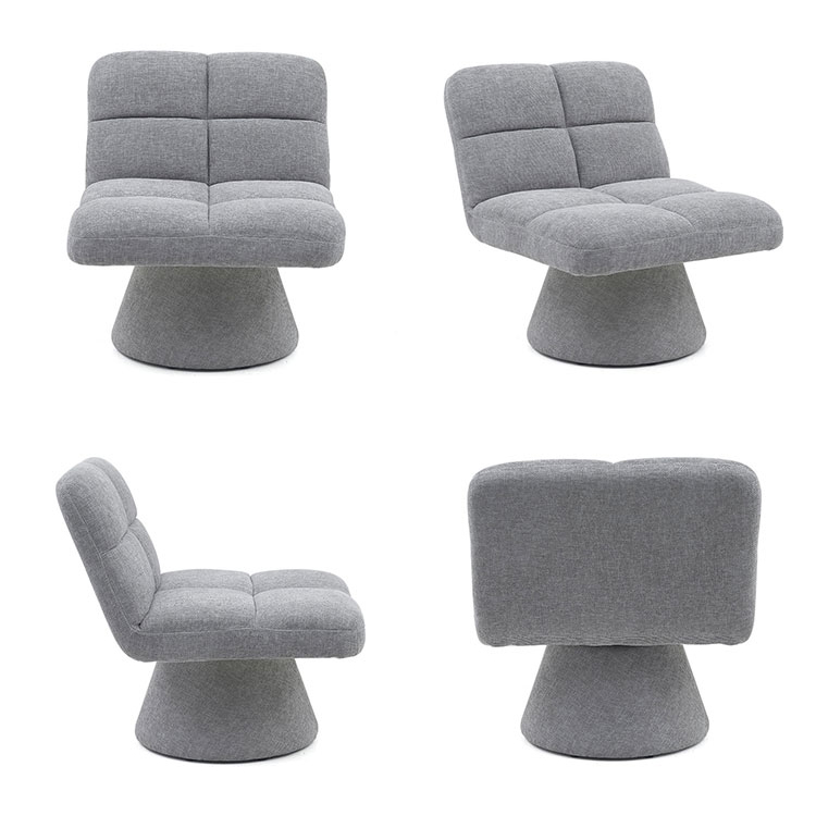 Chaises de canapé pivotantes à coussin doux en tissu sans accoudoirs uniques nordiques contemporains pour la maison avec base rotative (GY-643)