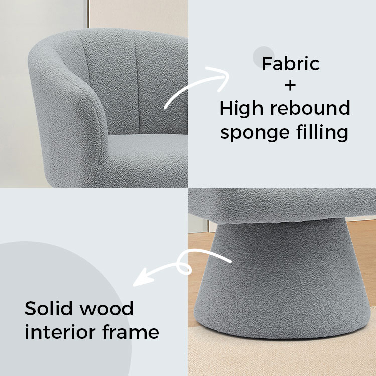 Gris style de loisirs d'intérieur confortable épaissir coussin de siège pivotant hôtel accent chaise longue chaise fauteuil pour salon (GY-646)