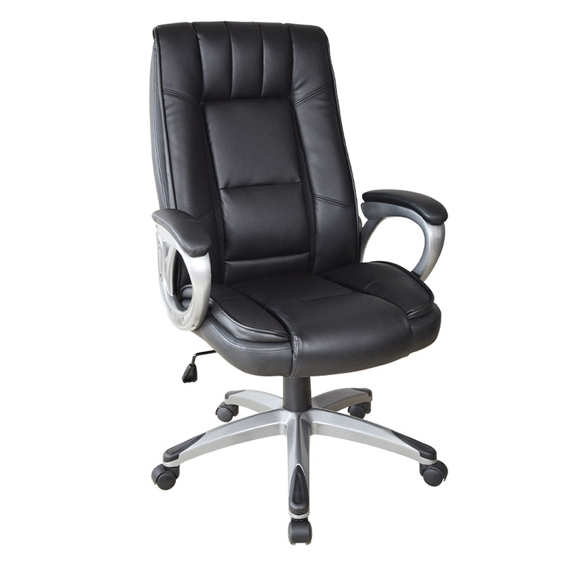 Chaise de bureau ergonomique de gestionnaire d'accoudoir de coussin de peinture en cuir noir (M-6113)
