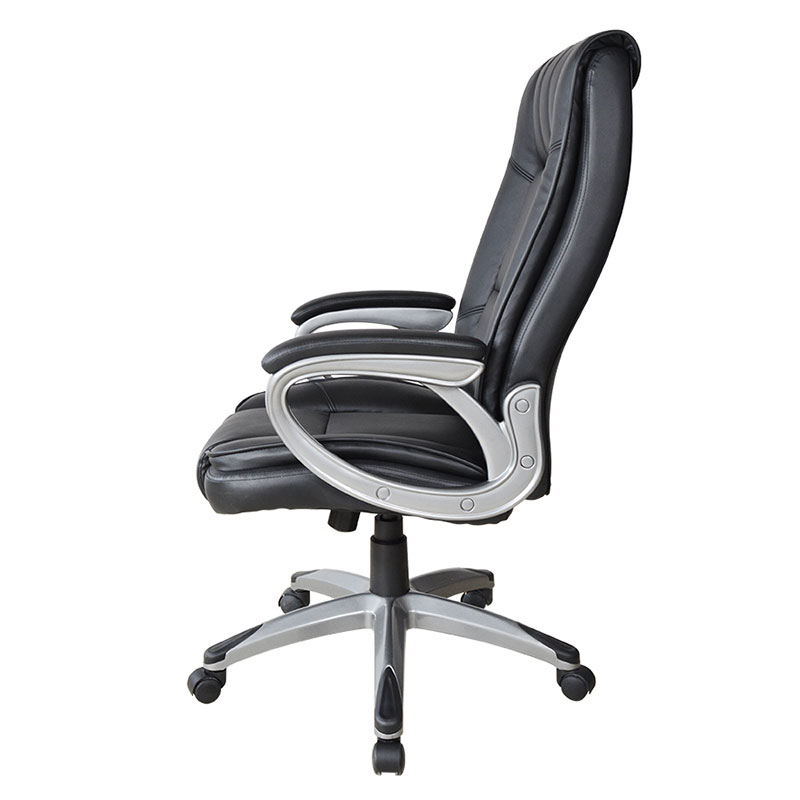 Chaise de bureau ergonomique de gestionnaire d'accoudoir de coussin de peinture en cuir noir (M-6113)
