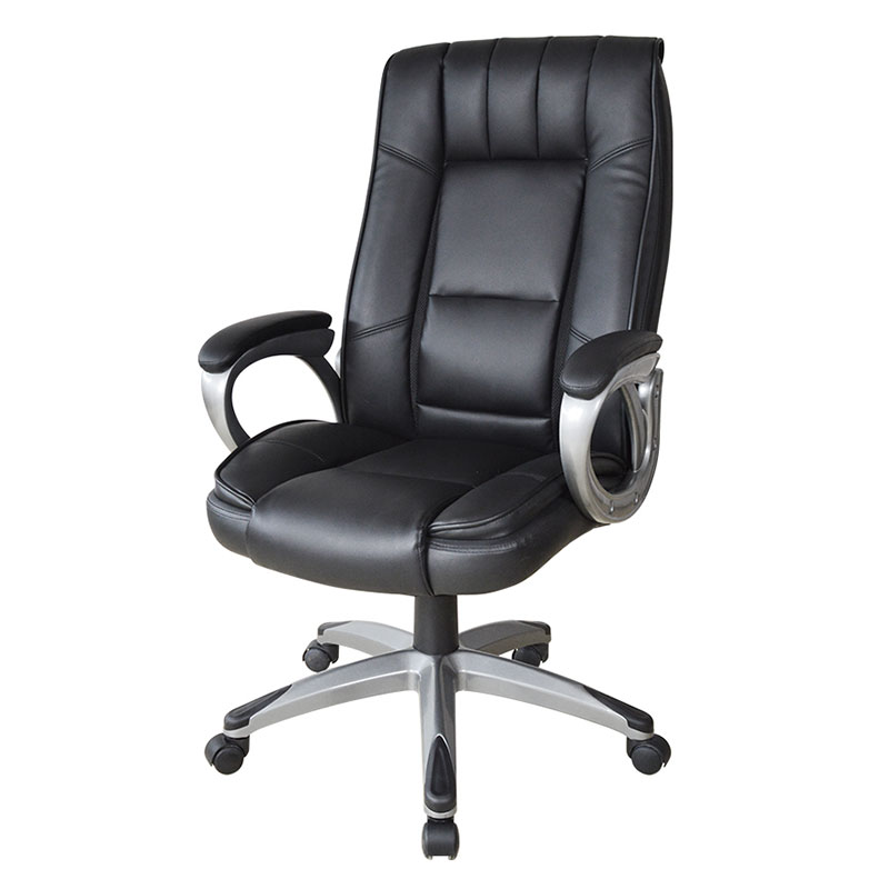 Chaise de bureau ergonomique de gestionnaire d'accoudoir de coussin de peinture en cuir noir (M-6113)