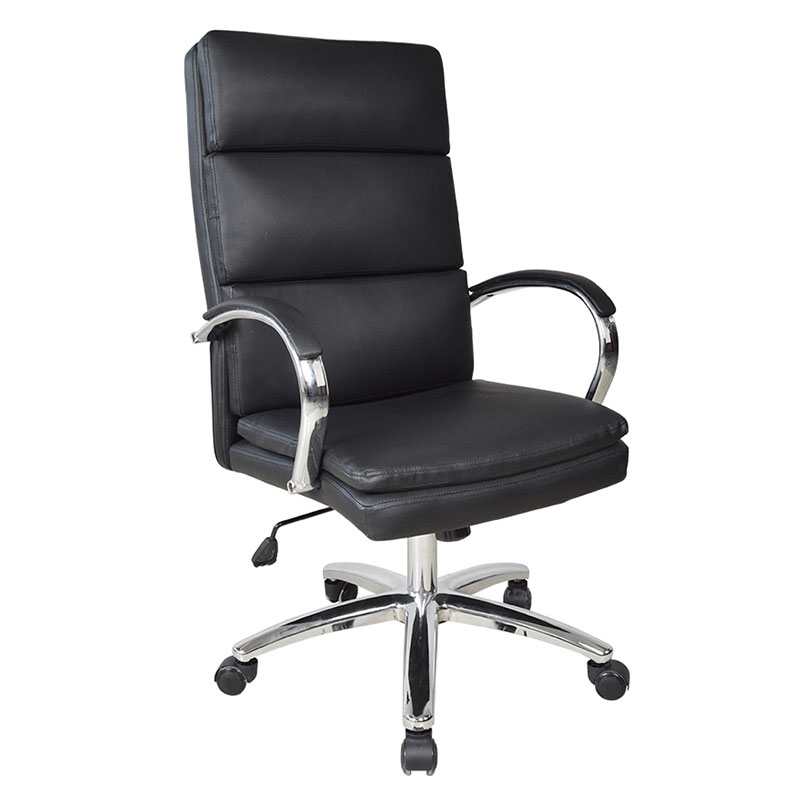 Chaise de bureau exécutive avec accoudoirs chromés à dossier haut (M-6114)