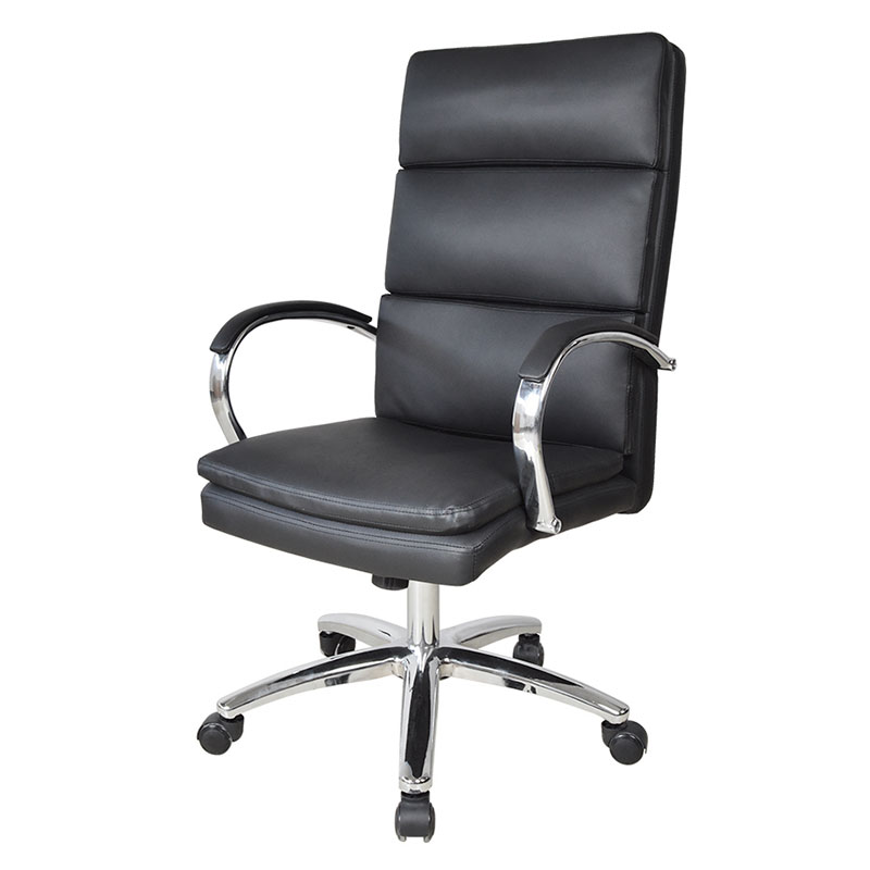 Chaise de bureau exécutive avec accoudoirs chromés à dossier haut (M-6114)
