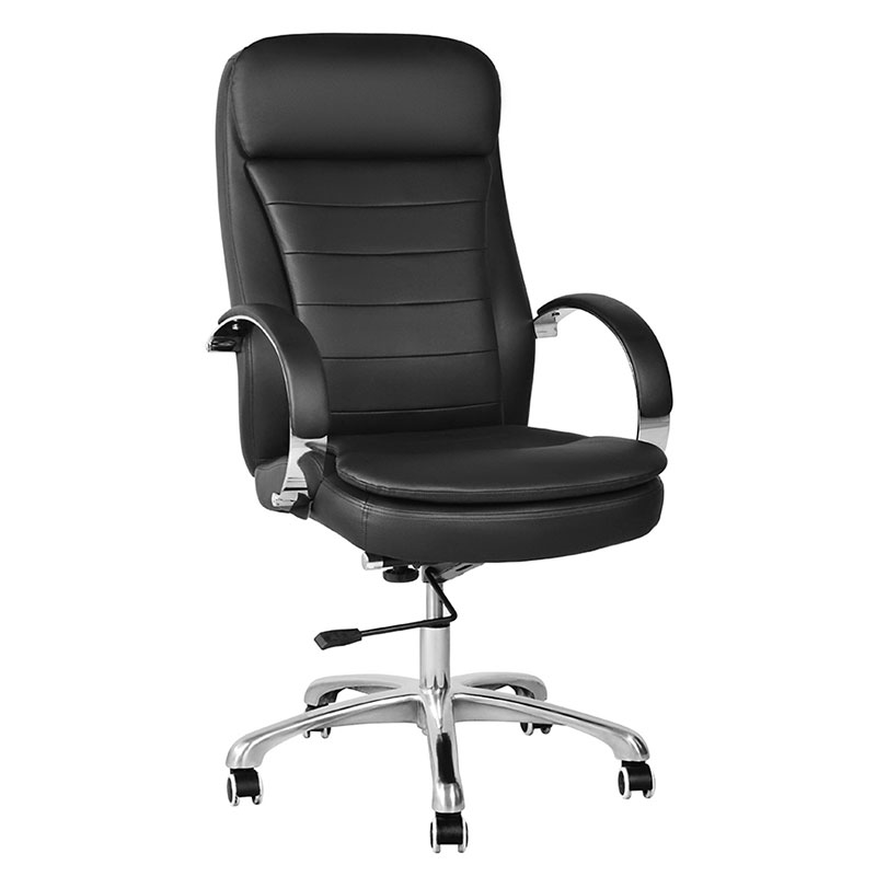 Chaise de bureau exécutive pivotante en PU à dossier haut avec accoudoir chromé (M-6115)