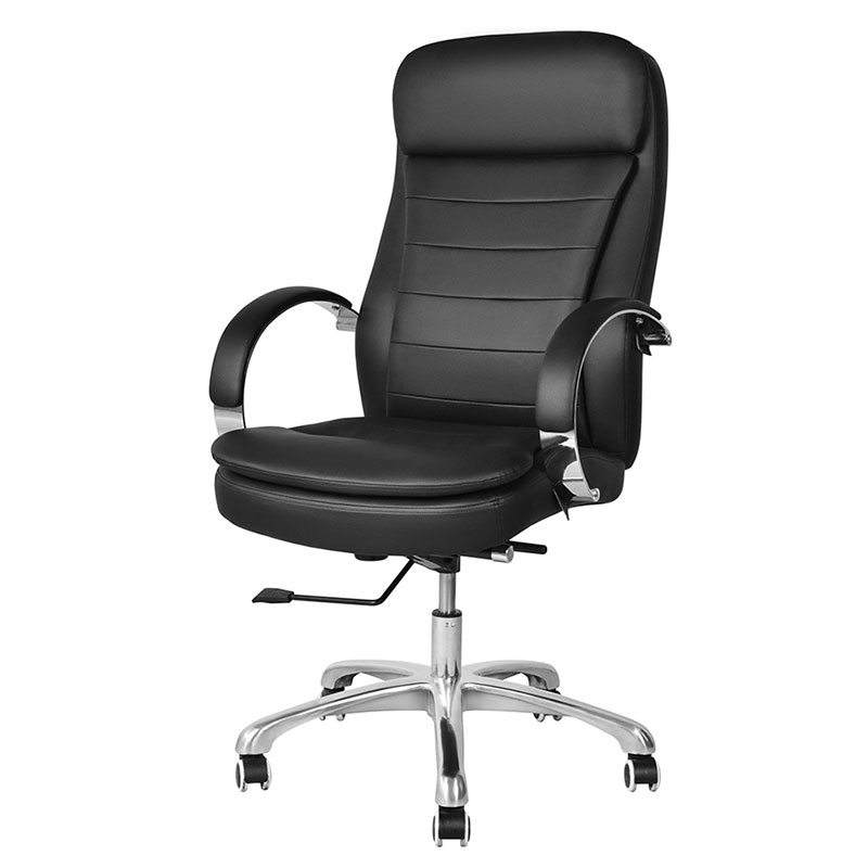 Chaise de bureau exécutive pivotante en PU à dossier haut avec accoudoir chromé (M-6115)