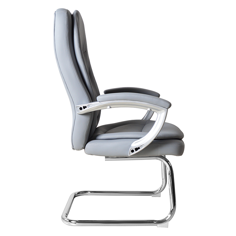 Chaise de conférence moderne en cuir à dossier haut avec base chromée fixe (M-6124)