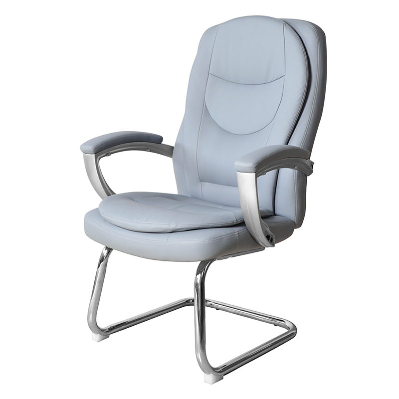 Chaise de conférence moderne en cuir à dossier haut avec base chromée fixe (M-6124)