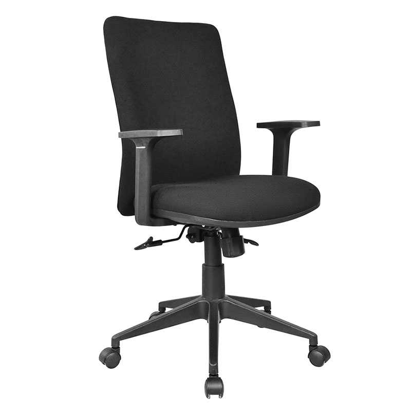Chaise de travail du personnel avec accoudoirs en PP à dossier moyen en tissu (M-6127)