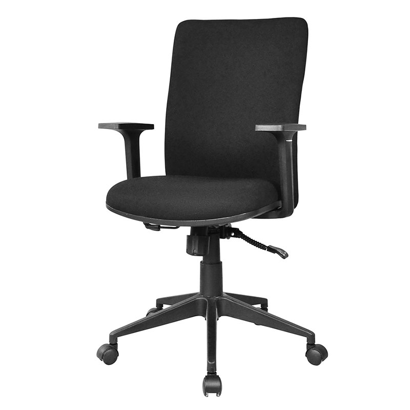 Chaise de travail du personnel avec accoudoirs en PP à dossier moyen en tissu (M-6127)