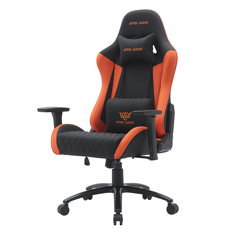 Chaise de jeu pivotante moderne orange avec accoudoirs 3D réglables (T-7122)