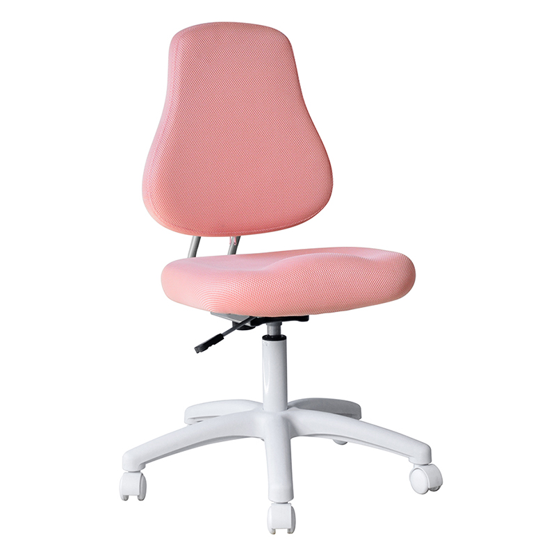 Chaise de travail sans accoudoirs en tissu rose avec base en nylon (M-6122)