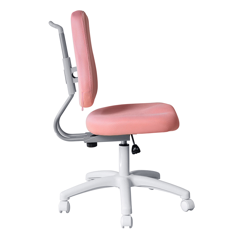 Chaise de travail sans accoudoirs en tissu rose avec base en nylon (M-6122)