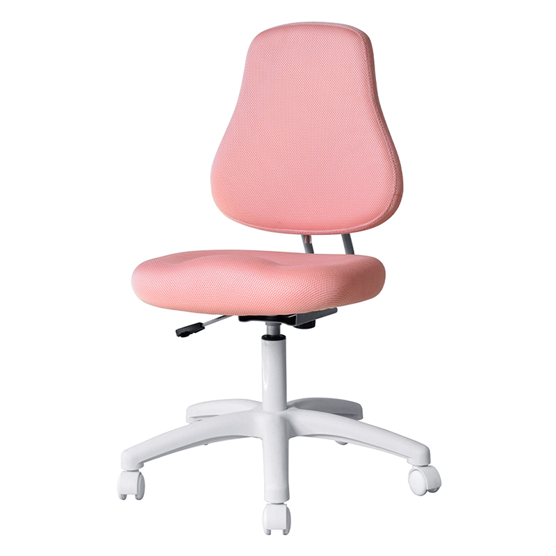 Chaise de travail sans accoudoirs en tissu rose avec base en nylon (M-6122)