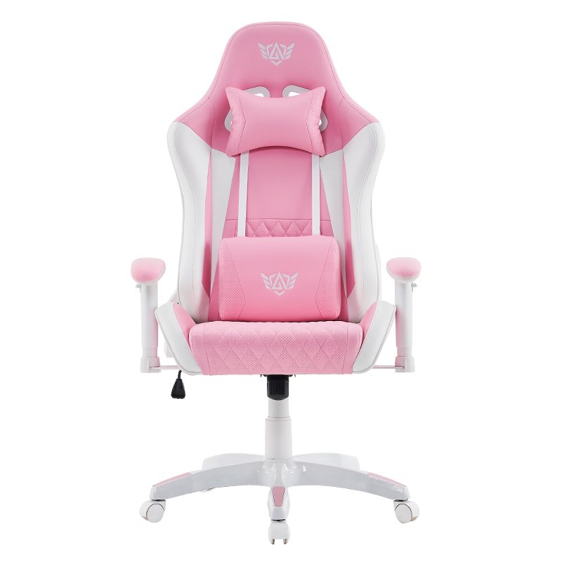 Chaise de jeu pivotante moderne rose avec accoudoirs 3D réglables (T-7122)