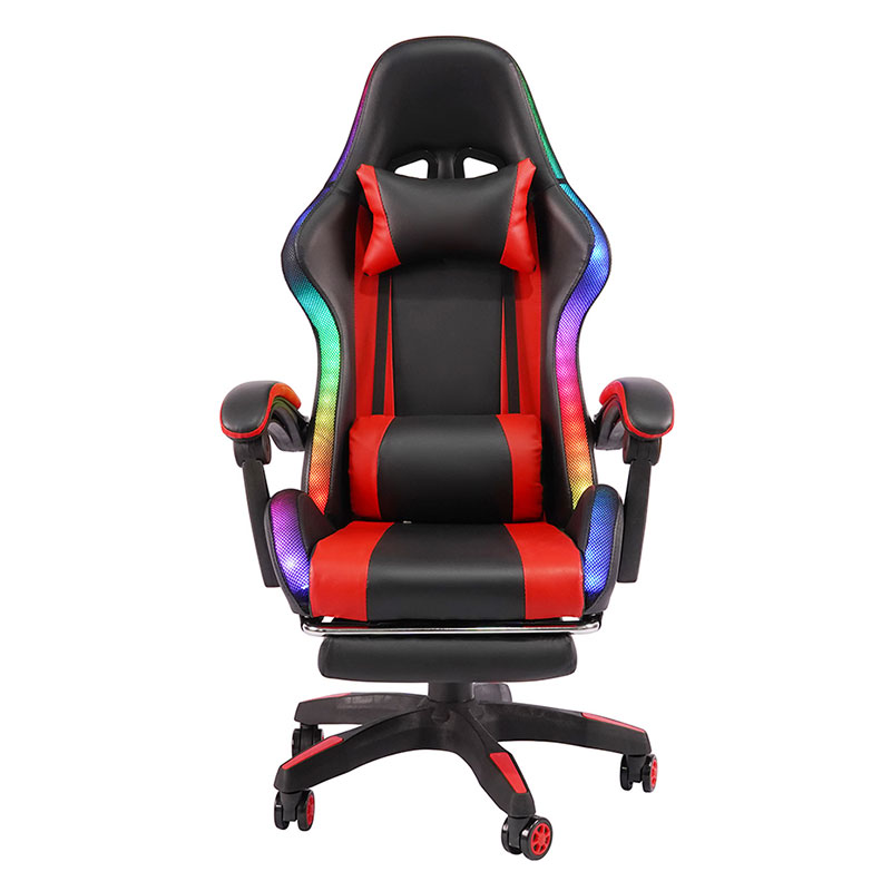 Rouge professionnel pivotant inclinable RGB Gamer accoudoir réglable Led chaise de jeu avec repose-pieds (Y-2442)