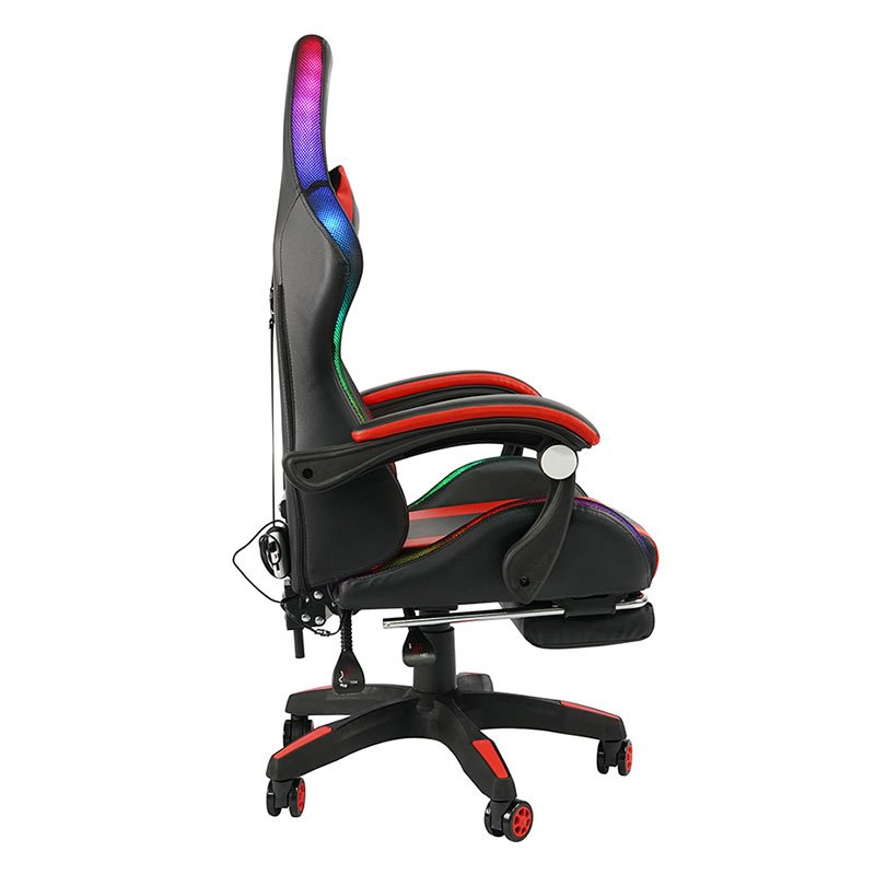 Rouge professionnel pivotant inclinable RGB Gamer accoudoir réglable Led chaise de jeu avec repose-pieds (Y-2442)