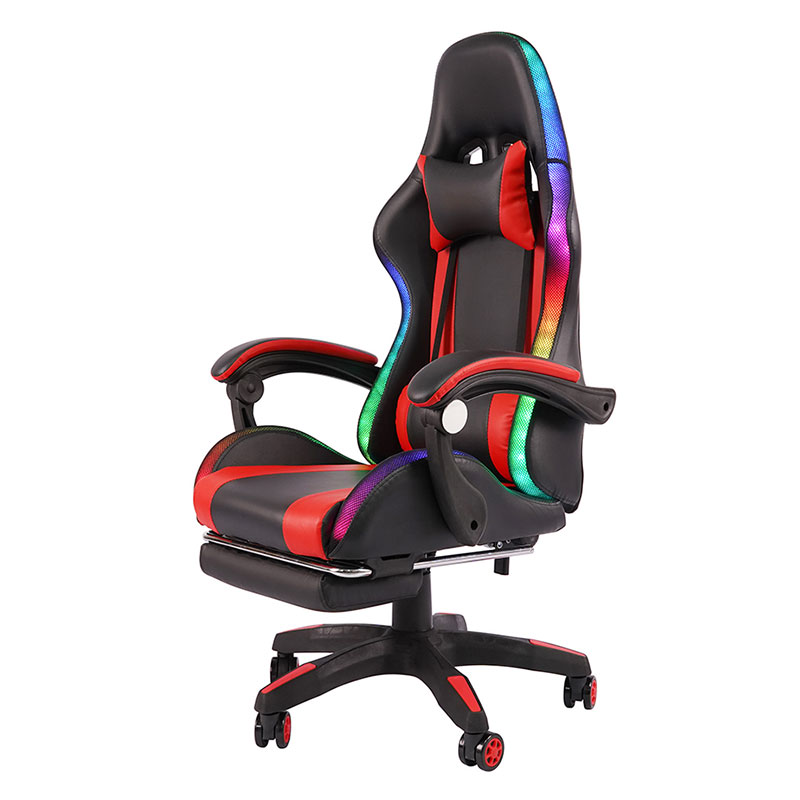 Rouge professionnel pivotant inclinable RGB Gamer accoudoir réglable Led chaise de jeu avec repose-pieds (Y-2442)