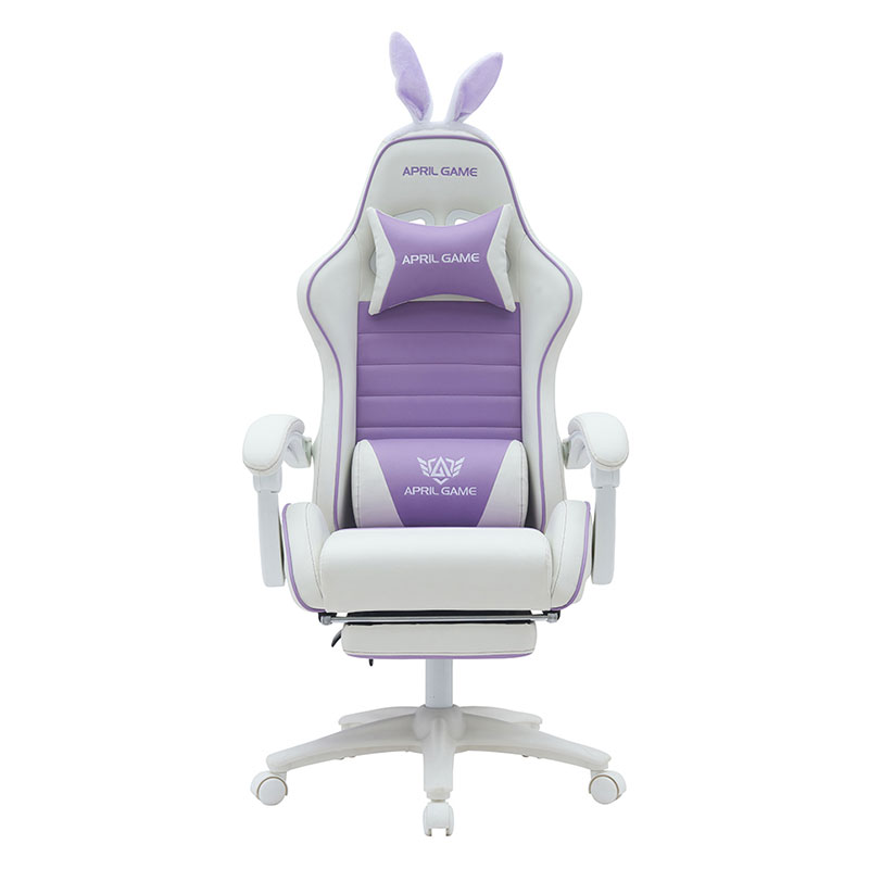 Cuir synthétique 360 ​​pivotant PVC PU confortable inclinable mignon blanc violet fille chaise de jeu Silla Gamer pour la course (T-7114B)