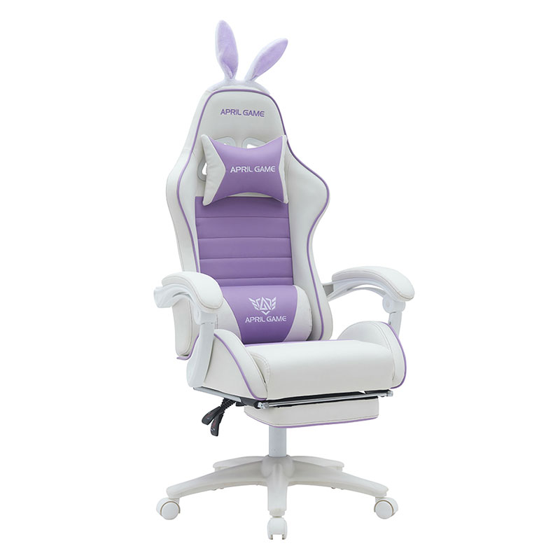 Cuir synthétique 360 ​​pivotant PVC PU confortable inclinable mignon blanc violet fille chaise de jeu Silla Gamer pour la course (T-7114B)