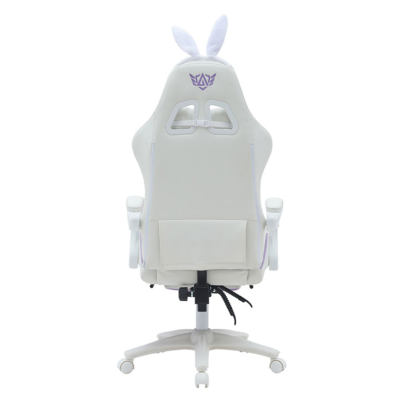 Cuir synthétique 360 ​​pivotant PVC PU confortable inclinable mignon blanc violet fille chaise de jeu Silla Gamer pour la course (T-7114B)