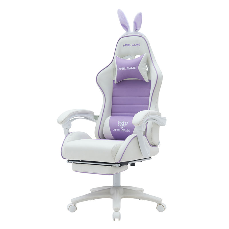 Cuir synthétique 360 ​​pivotant PVC PU confortable inclinable mignon blanc violet fille chaise de jeu Silla Gamer pour la course (T-7114B)