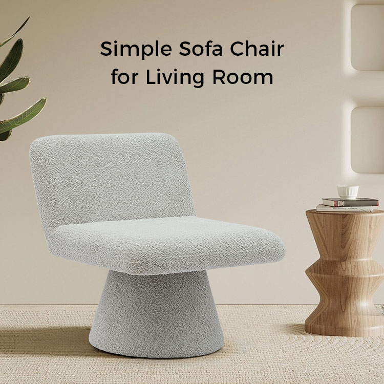 Chaise d'appoint pivotante rembourrée gris moderne, canapé simple en tissu pour salon (GY-642)