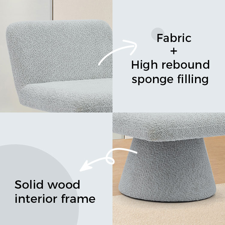 Chaise d'appoint pivotante rembourrée gris moderne, canapé simple en tissu pour salon (GY-642)