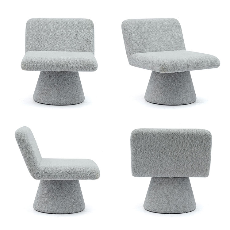 Chaise d'appoint pivotante rembourrée gris moderne, canapé simple en tissu pour salon (GY-642)