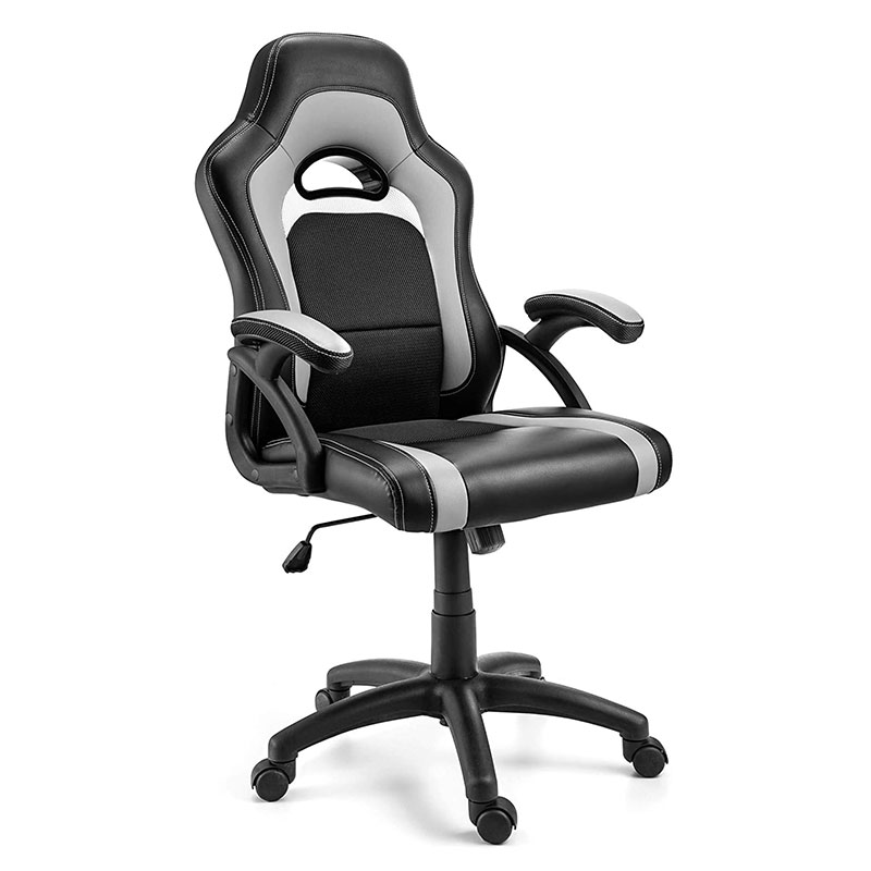 Fauteuil de salon en tissu moderne avec appui-tête réglable pivotant, matériau en acier et métal Pu pour les jeux et l'informatique (Y-2647)