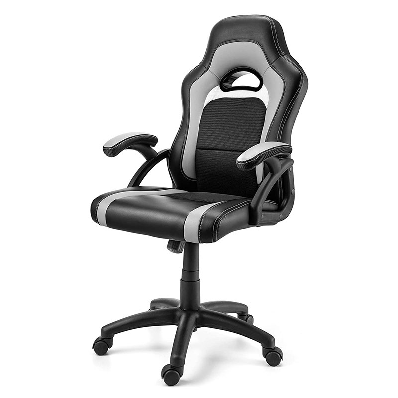 Fauteuil de salon en tissu moderne avec appui-tête réglable pivotant, matériau en acier et métal Pu pour les jeux et l'informatique (Y-2647)