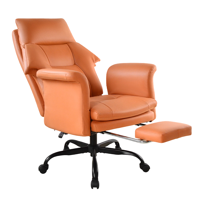 Chaise de bureau de patron d'accoudoir de coussin renversé vers l'extérieur à dossier haut avec repose-pieds (M-6145)